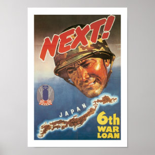 Volgende! 6e oorlogslening (wit) poster