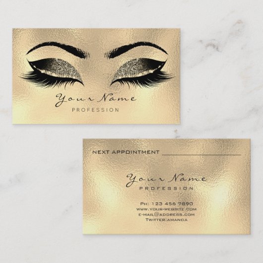 Volgende Appointes Uitbreiding Glitter Gold Afsprakenkaartje (Voorkant / Achterkant)