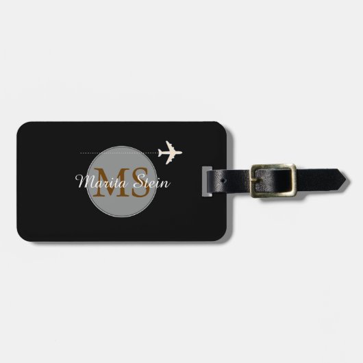 volgende avonturen per vliegtuig, reizen Monogramm Bagagelabel (Voorkant horizontaal)