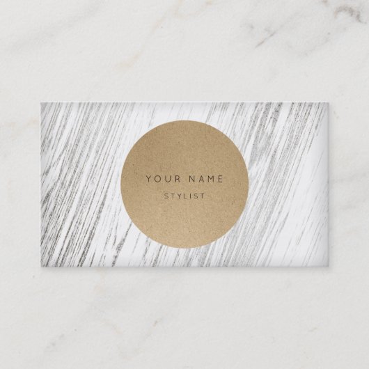 Volgende benoeming Circle Kraft Silver White Wood Afsprakenkaartje (Voorkant)