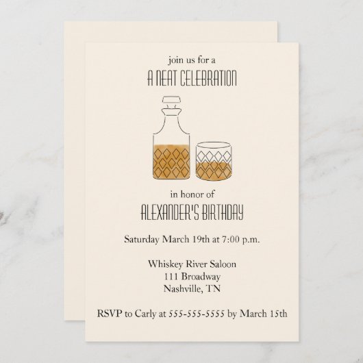 Volgende Celebration Whiskey verjaardagsfeestje ui Kaart (Voorkant / Achterkant)