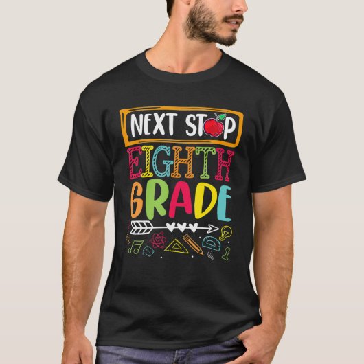 Volgende Einde achtste graad terug naar school ler T-shirt (Voorkant)