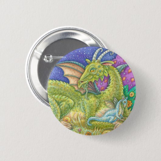 Volgende generatie Blue Baby Dragon Button Fantasy (Voorkant /achterkant)
