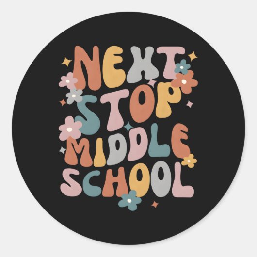 Volgende halte middelbare school Afstuderen laatst Ronde Sticker (Voorkant)
