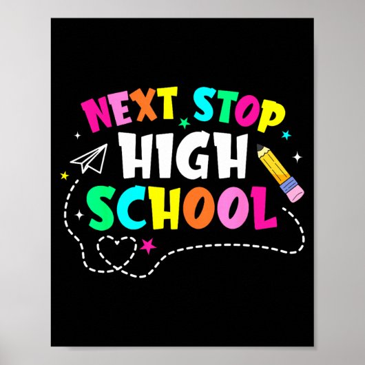 Volgende halte middelbare school afstuderen middel poster (Voorkant)