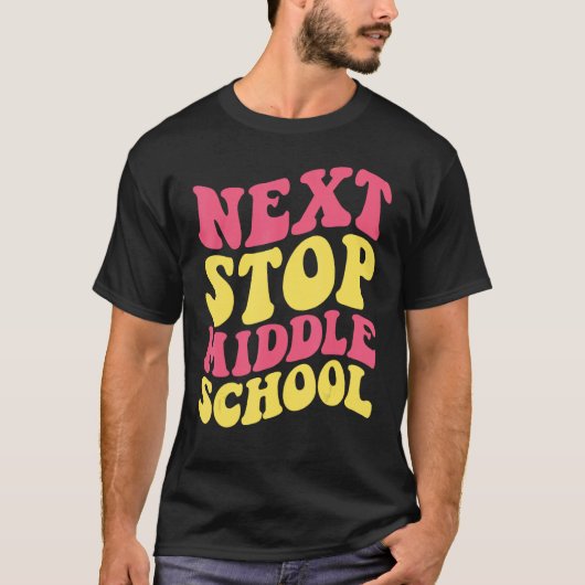 Volgende halte middelbare school basisschool afges t-shirt (Voorkant)