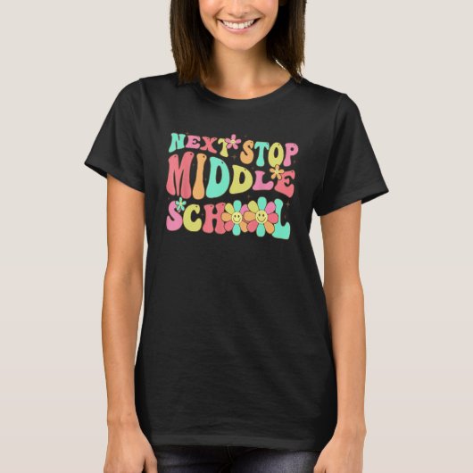 Volgende halte middelbare school basisschool afges t-shirt (Voorkant)