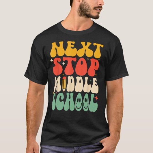 Volgende halte middelbare school basisschool afges t-shirt (Voorkant)