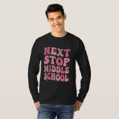 Volgende halte middelbare school basisschool afges t-shirt (Voorkant volledig)