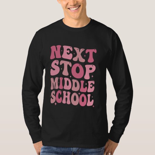 Volgende halte middelbare school basisschool afges t-shirt (Voorkant)