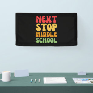 Volgende halte middelbare school - Funny Afstudere Spandoek
