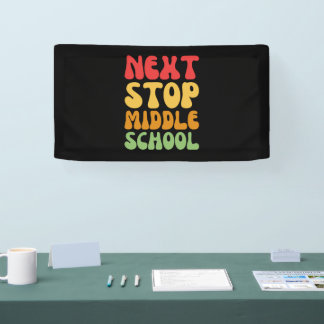 Volgende halte middelbare school - Funny Afstudere Spandoek