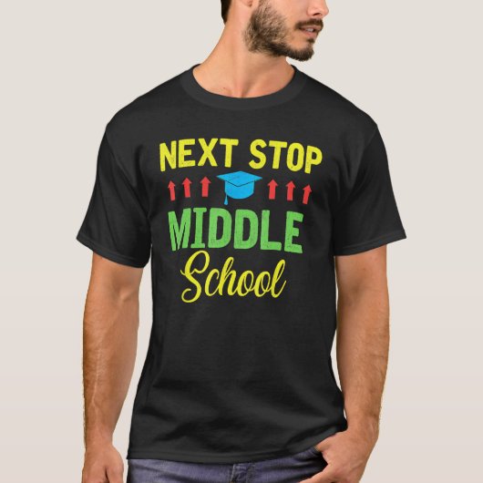 Volgende halte middelbare school grappig Afstudere T-shirt (Voorkant)