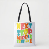 Volgende halte middelbare school grappige uitsprak tote bag (Voorkant)