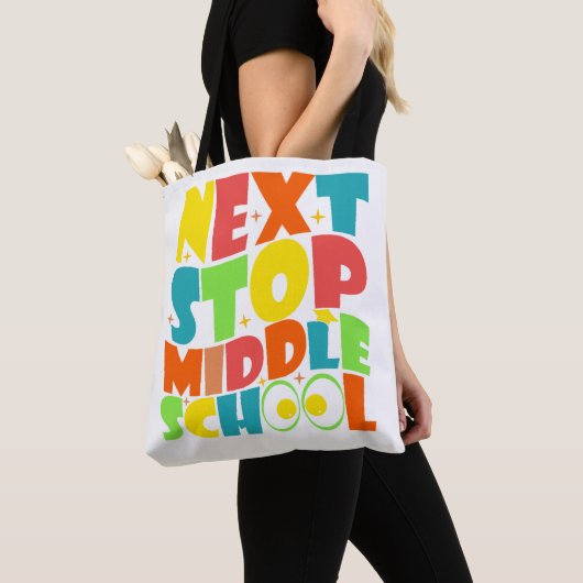 Volgende halte middelbare school grappige uitsprak tote bag (Dichtbij)
