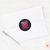 Volgende halte middelbare school groovy basisschoo ronde sticker (Envelop)