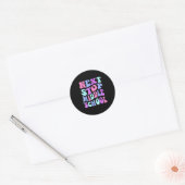 Volgende halte middelbare school groovy basisschoo ronde sticker (Envelop)