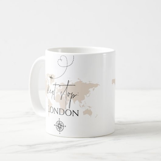 Volgende halte stad/land Wanderlust Wereldkaart Koffiemok (Voorkant links)