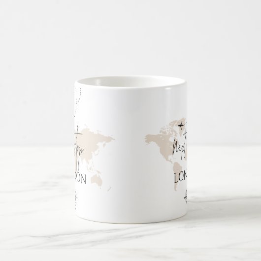 Volgende halte stad/land Wanderlust Wereldkaart Koffiemok (Center)