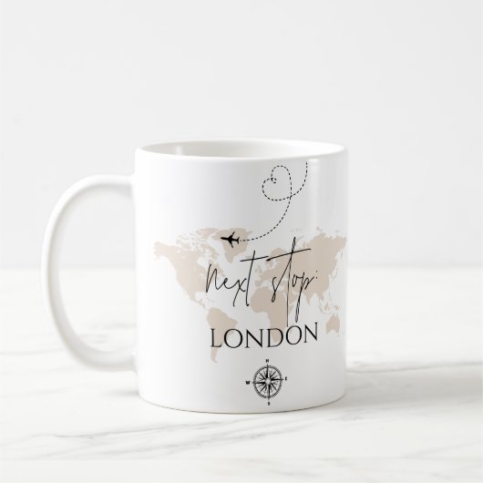 Volgende halte stad/land Wanderlust Wereldkaart Koffiemok (Links)