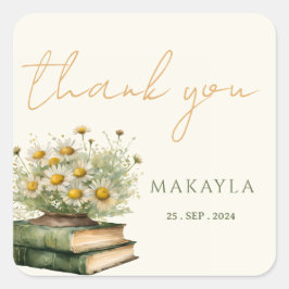 Volgende Hoofdstuk Boho Boek Liefhebber Bloemen Ba Vierkante Sticker