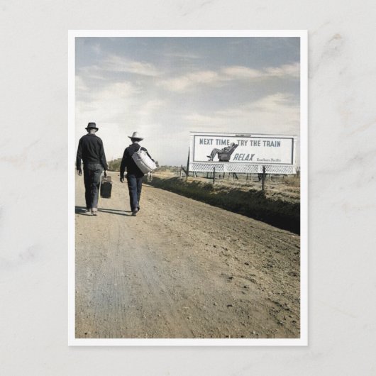 Volgende keer de trein proberen, Mannen lopen, sto Briefkaart (Voorkant)