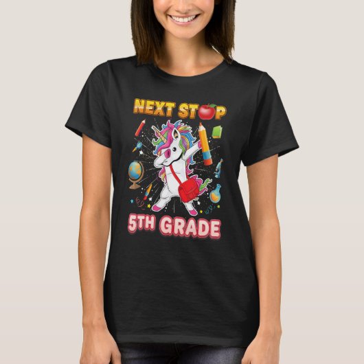 Volgende Stop 5th Grade Dabbing Eenhoorn Vijfde Ki T-shirt (Voorkant)