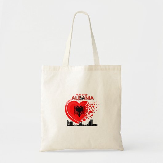 Volgende Stop Albanië Heart Design Canvas tas (Voorkant)