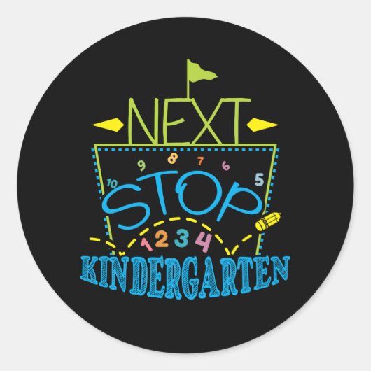 Volgende Stop Kleuterschool Ronde Sticker (Voorkant)