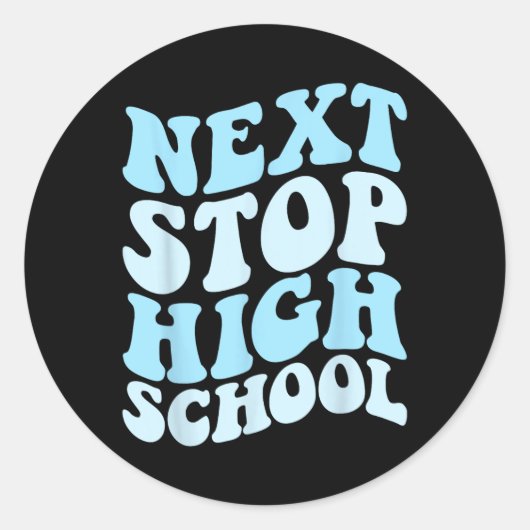 Volgende Stop middelbare school basisschool Afstud Ronde Sticker (Voorkant)