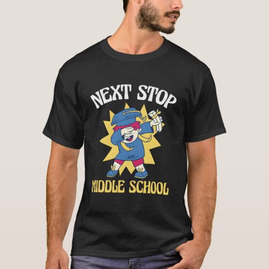 Volgende Stop Middelbare School Basisschool Afstud T-shirt (Voorkant)