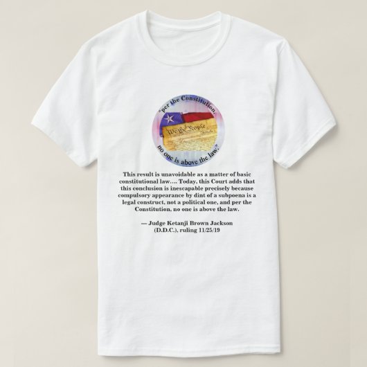 " volgens de grondwet is niemand boven de wet . " t-shirt (Design voorkant)