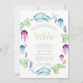 Volgens de Waterverf van het Zee | Verjaardagsfees Kaart (Voorkant)