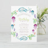 Volgens de Waterverf van het Zee | Verjaardagsfees Kaart (Staand voorkant)
