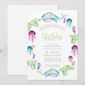 Volgens de Waterverf van het Zee | Verjaardagsfees Kaart (Voorkant / Achterkant)