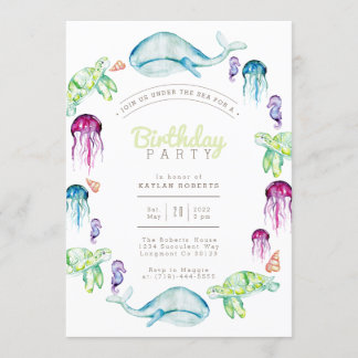 Volgens de Waterverf van het Zee | Verjaardagsfees Kaart