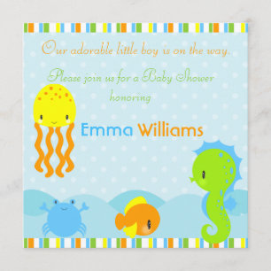 Volgens het Baby shower van de Zee 5.25x5.25 Uitno Kaart