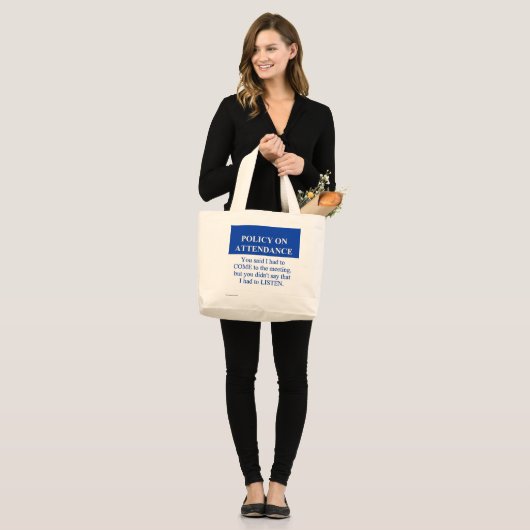 Volgens het beleid inzake de aanwezigheid van werk grote tote bag (Voorkant (model))