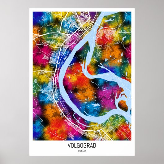 Volgograd Rusland Stadsplattegrond Poster (Voorkant)