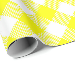 Volgorde nachten: Geel in wit gingham-omslagpapier Cadeaupapier
