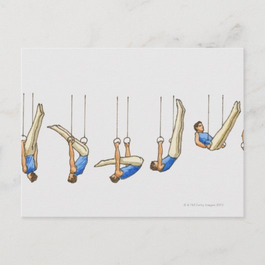 Volgorde van afbeeldingen met mannelijke gymnast 2 briefkaart (Voorkant)