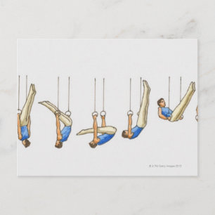 Volgorde van afbeeldingen met mannelijke gymnast 2 briefkaart