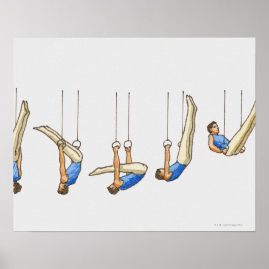 Volgorde van afbeeldingen met mannelijke gymnast 2 poster (Voorkant)