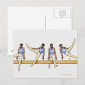 Volgorde van afbeeldingen van mannelijke gymnast briefkaart (Voorkant / Achterkant)