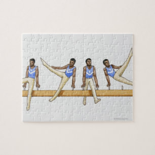 Volgorde van afbeeldingen van mannelijke gymnast legpuzzel