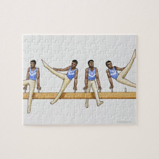 Volgorde van afbeeldingen van mannelijke gymnast legpuzzel (Horizontaal)