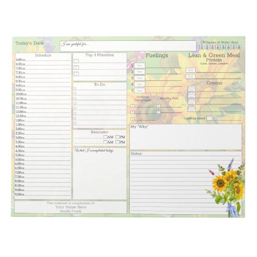 Volgorde van - Dagelijkse Planner 5 en 1 Food Jour Notitieblok (Voorkant)