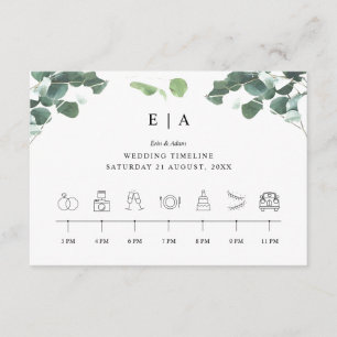 Volgorde van gebeurtenissen Tijdlijn Greenery Wedd Informatiekaartje