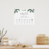 Volgorde van gebeurtenissen Tijdlijn Greenery Wedd Poster (Keuken)