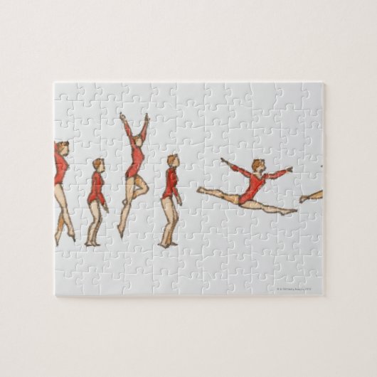 Volgorde van illustraties met vrouw gymnast legpuzzel (Horizontaal)